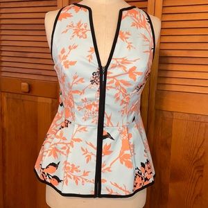 Nanette Lepore floral print top front zip